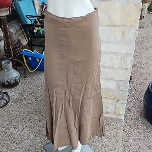 Autreton Brown Linen Fishtail Mermaid Skirt Size Small [40] UK